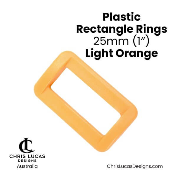 Plastic Rectangle Rings 25mm Light Orange from Chris Lucas Designs Australia