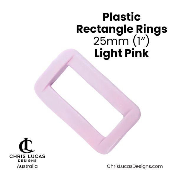 Plastic Rectangle Rings 25mm Light Pink from Chris Lucas Designs Australia
