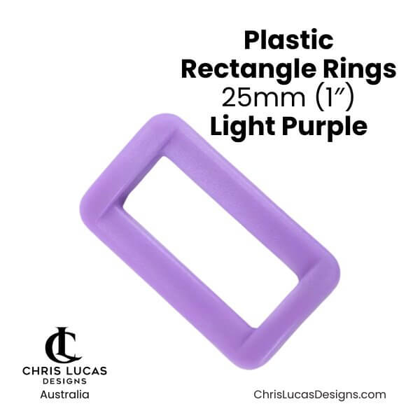 Plastic Rectangle Rings 25mm Light Purple from Chris Lucas Designs Australia