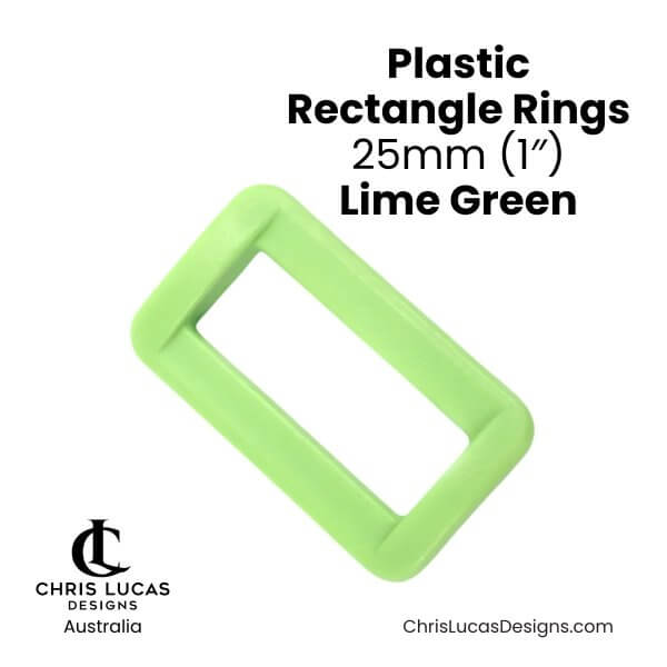 Plastic Rectangle Rings 25mm Lime Green from Chris Lucas Designs Australia