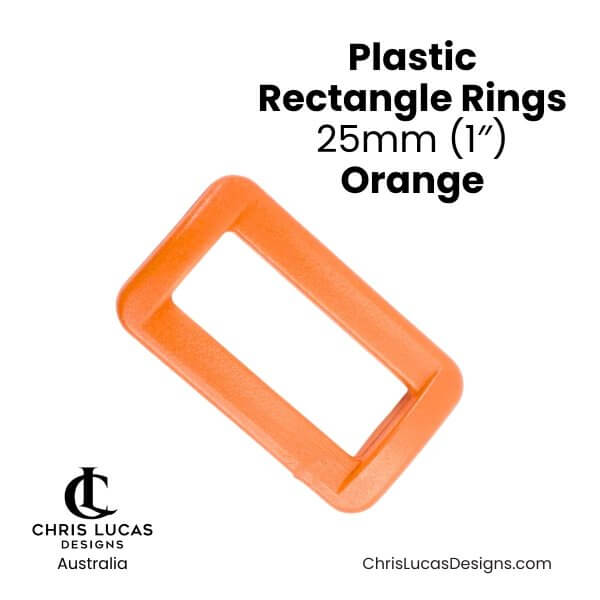 Plastic Rectangle Rings 25mm Orange from Chris Lucas Designs Australia