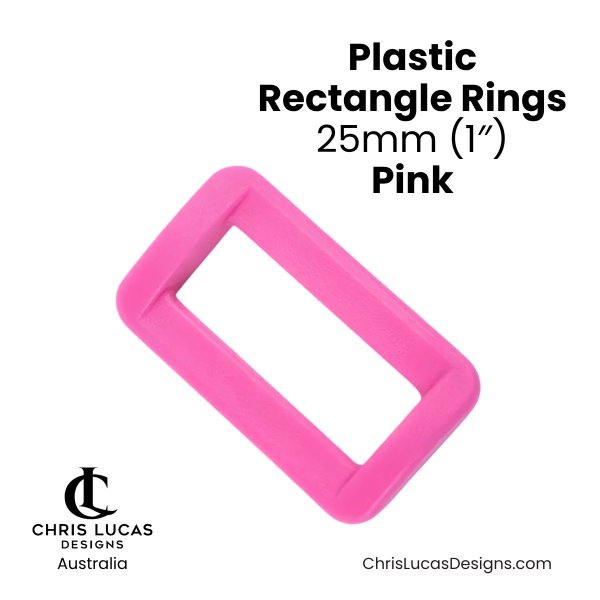 Plastic Rectangle Rings 25mm Pink from Chris Lucas Designs Australia