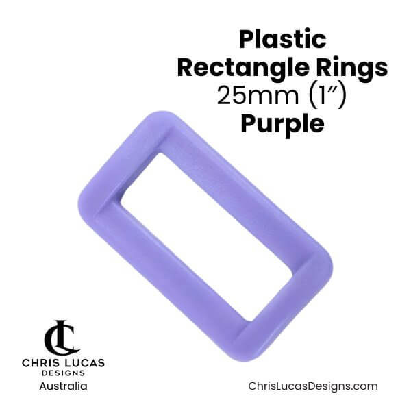 Plastic Rectangle Rings 25mm Purple from Chris Lucas Designs Australia