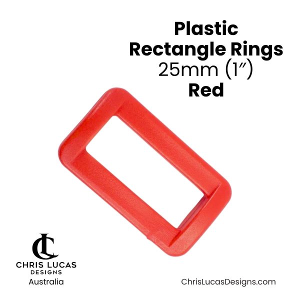 Plastic Rectangle Rings 25mm Red from Chris Lucas Designs Australia