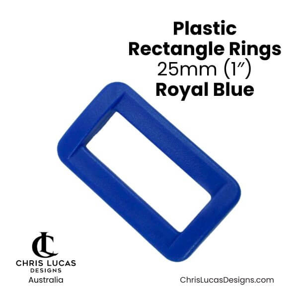 Plastic Rectangle Rings 25mm Royal Blue from Chris Lucas Designs Australia