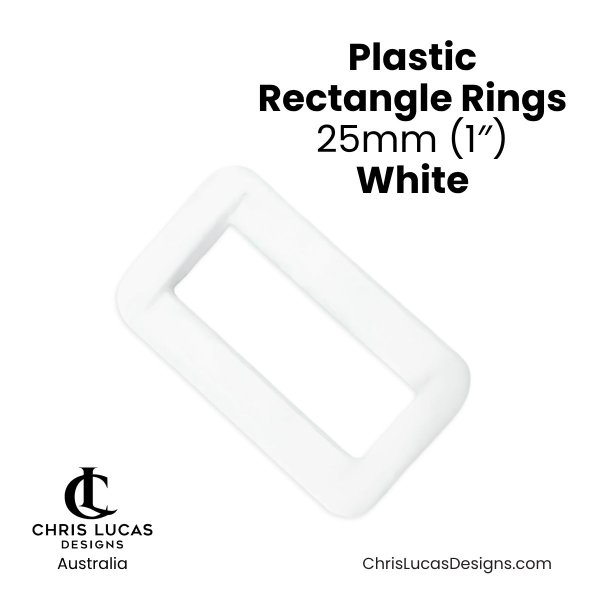 Plastic Rectangle Rings 25mm White from Chris Lucas Designs Australia