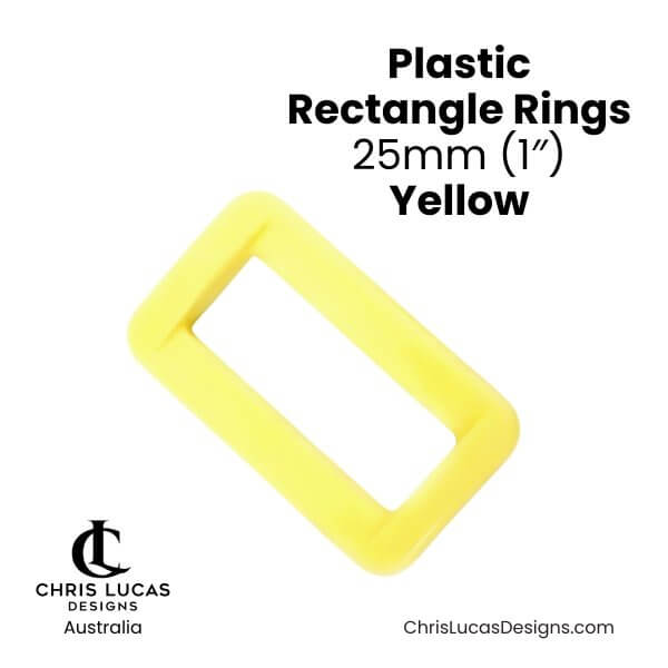 Plastic Rectangle Rings 25mm Yellow from Chris Lucas Designs Australia