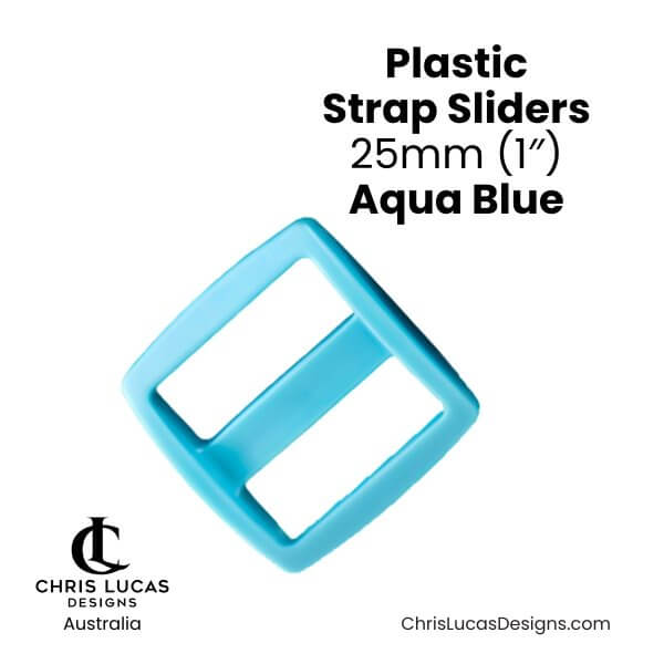 Plastic Strap Sliders 25mm Aqua Blue from Chris Lucas Designs Australia