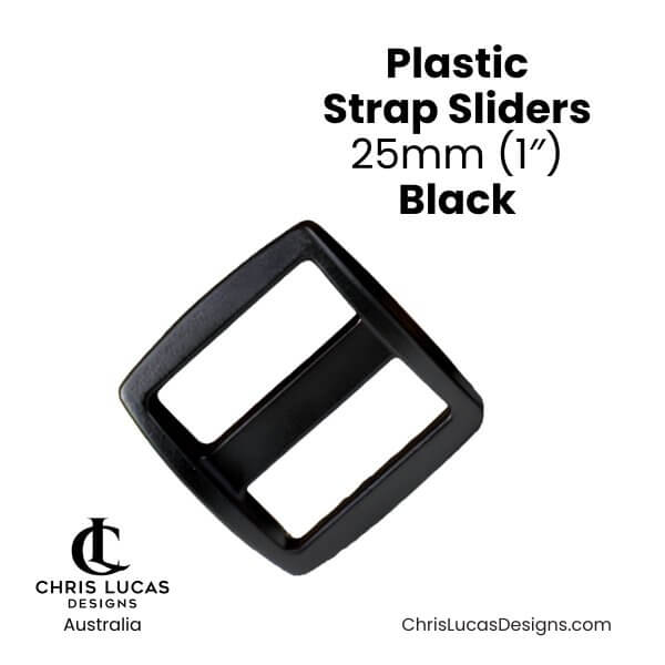 Plastic Strap Sliders 25mm Black from Chris Lucas Designs Australia