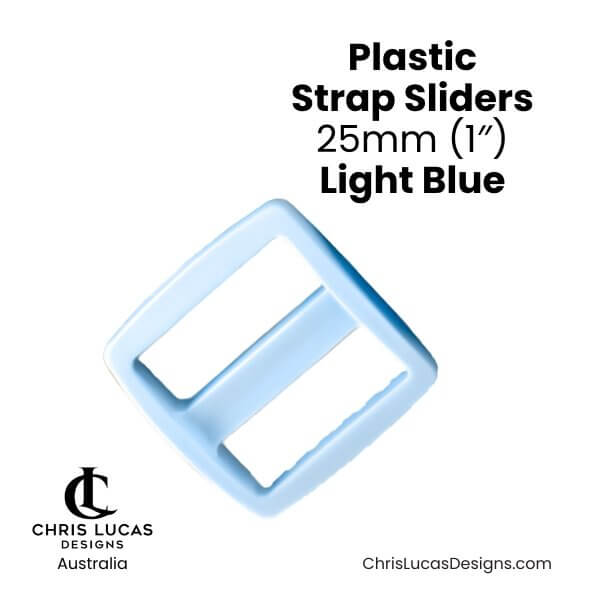 Plastic Strap Sliders 25mm Light Blue from Chris Lucas Designs Australia