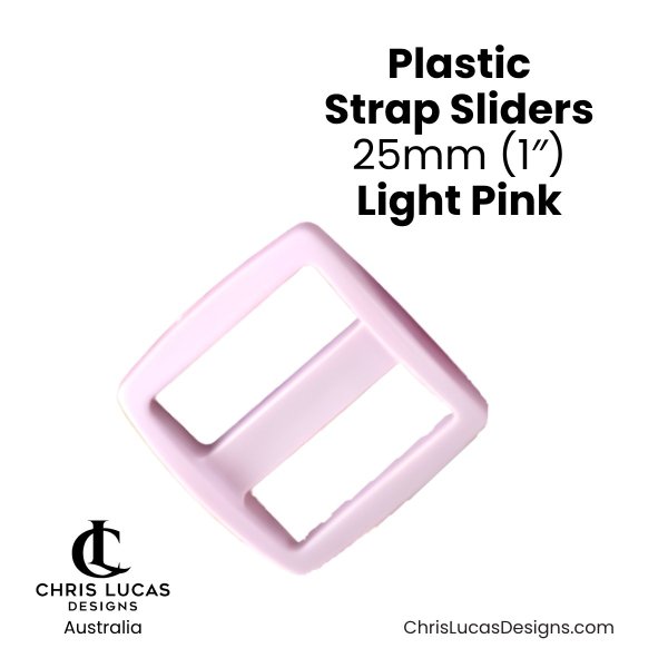 Plastic Strap Sliders 25mm Light Pink from Chris Lucas Designs Australia