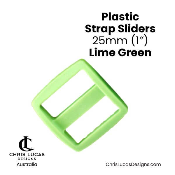 Plastic Strap Sliders 25mm Lime Green from Chris Lucas Designs Australia