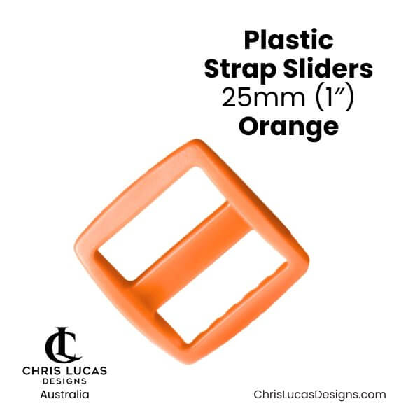 Plastic Strap Sliders 25mm Orange from Chris Lucas Designs Australia