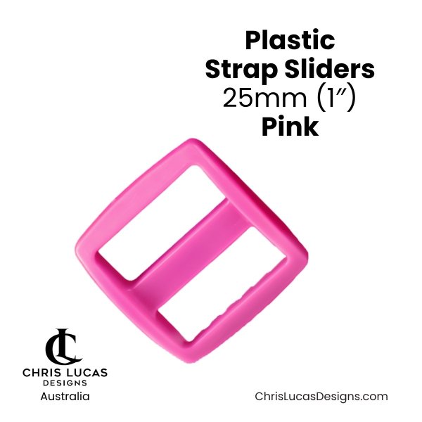Plastic Strap Sliders 25mm Pink from Chris Lucas Designs Australia