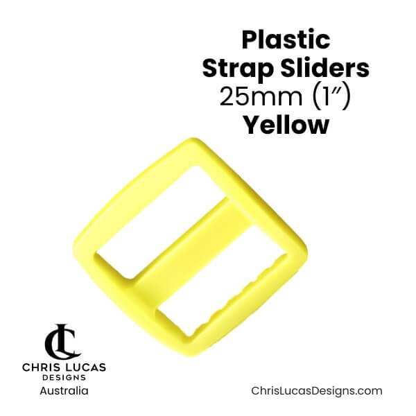 Plastic Strap Sliders 25mm Yellow from Chris Lucas Designs Australia