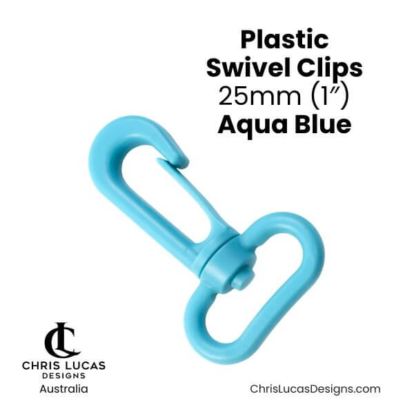 Plastic Swivel Clips 25mm Aqua Blue from Chris Lucas Designs Australia