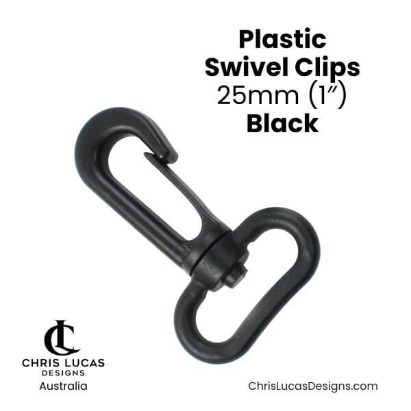 Plastic Swivel Clips 25mm Black from Chris Lucas Designs Australia