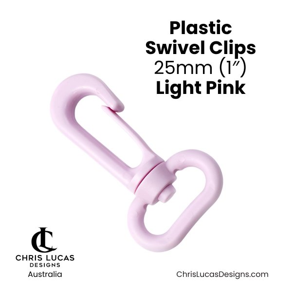 Plastic Swivel Clips 25mm Light Pink from Chris Lucas Designs Australia