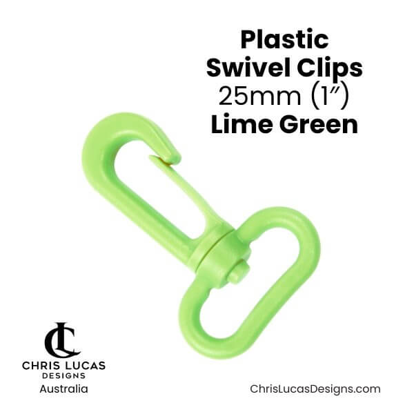 Plastic Swivel Clips 25mm Lime Green from Chris Lucas Designs Australia