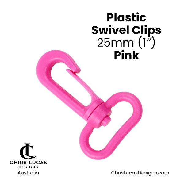 Plastic Swivel Clips 25mm Pink from Chris Lucas Designs Australia