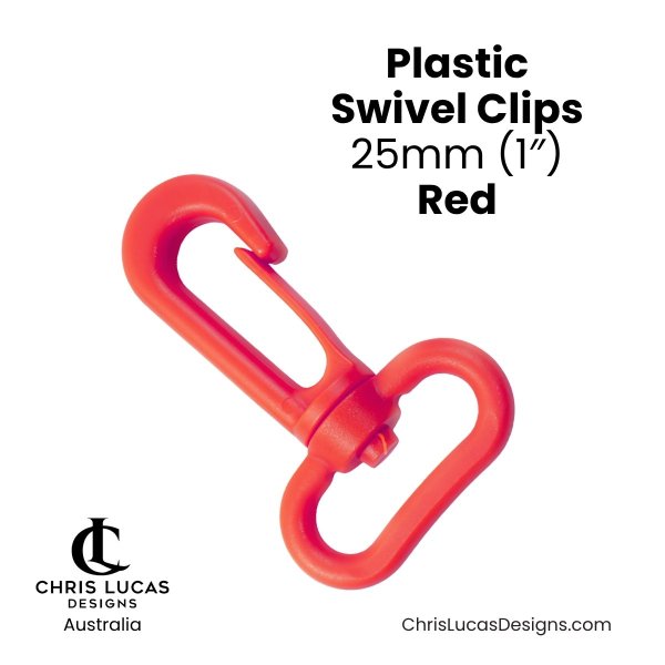 Plastic Swivel Clips 25mm Red from Chris Lucas Designs Australia